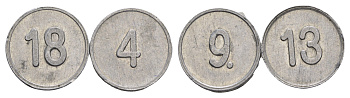 Германия лот из 2 игровых жетонов ND алюминий 4396-1011-1012