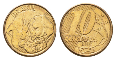 Бразилия 10 сентаво 2010 KM 649 сталь плакированная латунью 4686-755