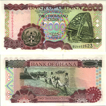 Гана 2000 седи 2002 мост, рыболовы с сетью Pick 33g бумага UNC (пресс) 7116-20-3-2