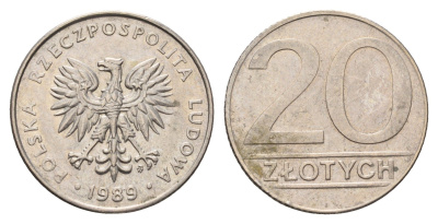 Польша 20 злотых 1989 Y 153.2 медно-никель 3336-1041