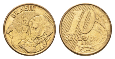 Бразилия 10 сентаво 2005 KM 649 сталь плакированная латунью 4686-736