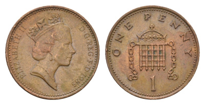 Великобритания 1 пенни 1985 Елизавета II (1952-2022) KM 935, Spink 4381 (B3) бронза 4684-1023