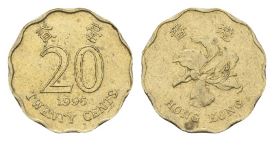Гонконг 20 центов 1995 KM 67 никель латунь 4532-149