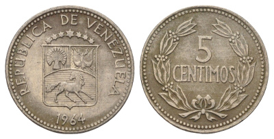 Венесуэла 5 сентимо 1964 Y 38.2 медно-никель 4173-559