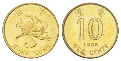 Гонконг 10 центов 1998 KM 66 сталь плакированная латунью UNC 4701-145