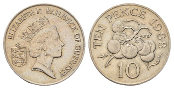 Гернси 10 пенсов 1988 KM 43.1 медно-никель 4672-313