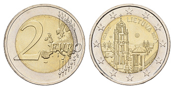 Литва 2 евро 2017 Вильнюс KM 228 биметалл UNC 4654-1136