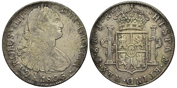 Боливия 8 реалов 1806 PJ, подделка в ущерб обращению KM 73.1 серебро 1067-1-22