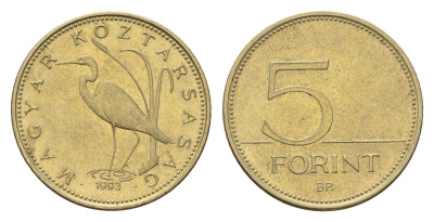 Венгрия 5 форинтов 1993 KM 694 никель латунь UNC 3336-1043