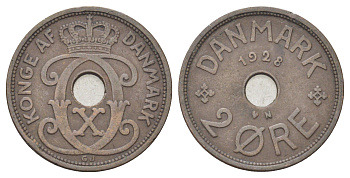 Дания 2 эре 1928 N, Кристиан X (1912-1947) KM 827 бронза 4701-717