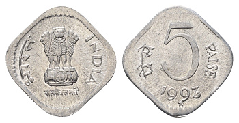 Индия 5 пайс 1993 KM 23 алюминий UNC 4643-1035