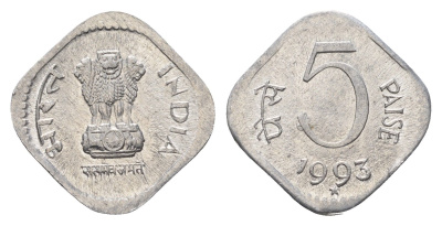 Индия 5 пайс 1993 KM 23 алюминий UNC 4643-1035