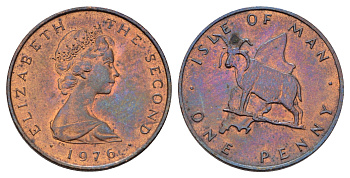Остров Мэн 1 пенни 1976 Елизавета II (1952-2022) KM 33 бронза UNC 4682-453