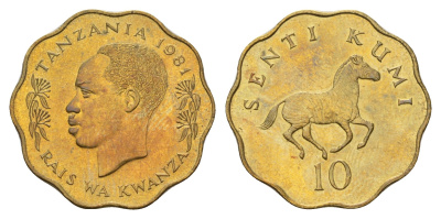 Танзания 10 центов 1981 KM 11 никель латунь UNC 4666-1254