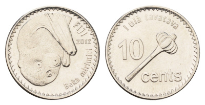 Фиджи 10 центов 2012 Елизавета II (1952-2022), булава KM 333 сталь плакированная никелем UNC 4697-738