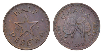 Гана 1/2 песевы 1967 KM 12 бронза 4682-645
