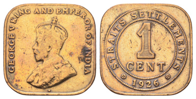Стрейтс-Сетлментс (Стрейтс Сетлментс) 1 цент 1926 Георг V (1910-1936) KM 32 бронза 4697-1236