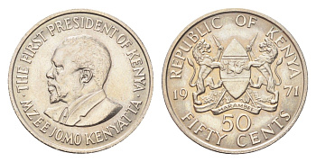 Кения 50 центов 1971 KM 13 медно-никель UNC 4705-427