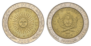 Аргентина 1 песо 2009 KM 112 биметалл 4571-445