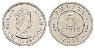 Белиз 5 центов 2022 Екатерина II (1952-2022) KM 34 a алюминий  UNC  M86-07