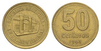 Аргентина 50 сентаво 1994 KM 111 алюминиевая бронза 4573-923