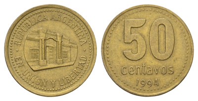 Аргентина 50 сентаво 1994 KM 111 алюминиевая бронза 4573-923