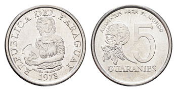Парагвай 5 гуарани 1978 KM 166 нержавеющая сталь UNC 4705-422
