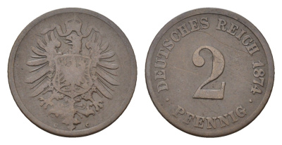 Германия 2 пфеннига 1874 C KM 2, J. 2 медь 4685-439
