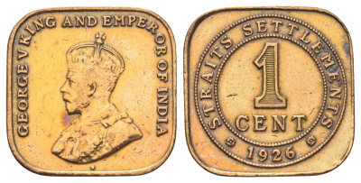 Стрейтс-Сетлментс (Стрейтс Сетлментс) 1 цент 1926 Георг V (1910-1936) KM 32 бронза 4697-1235