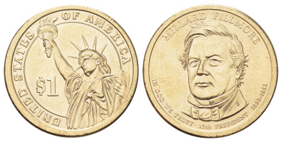 США 1 доллар 2010 Президент США - Франклин Пирс (1853-1857) KM 475 медь с марганцево-латунным покрытием UNC 4699-916