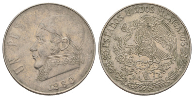 Мексика 1 песо 1980 Хосе Мария Морелос KM 460 медно-никель 4590-1234