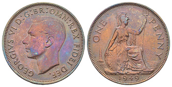 Великобритания 1 пенни 1949 Георг VI (1936-1952) КМ 845, Spink 4114 бронза 4692-624