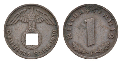 Германия 1 рейхспфенниг 1939 F KM 89, J. 361 бронза 4684-1152