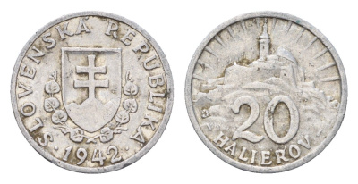 Словакия 20 геллеров 1942 KM 4a алюминий 4685-1163