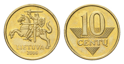 Литва 10 центов (сентов) 2006 KM 106 никель латунь UNC 4685-658