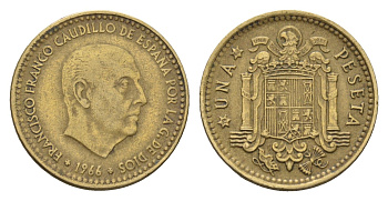 Испания 1 песета 1966 (68) Франсиско Франко (1939 - 1975) KM 796 алюминиевая бронза 4684-1257