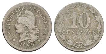 Аргентина 10 сентаво 1899 KM 35 медно-никель 44-1142