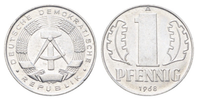 ГДР 1 пфенниг 1968 A KM 8.1 алюминий 4697-565