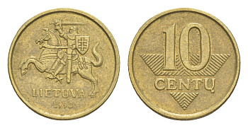 Литва 10 центов (сентов) 1998 KM 106 никель латунь 4115-744