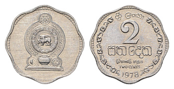 Шри-Ланка 2 цента 1978 KM 138 алюминий UNC 4643-634