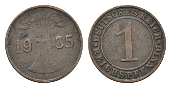 Германия 1 рейхспфенниг 1935 A KM 37, J.313 бронза 4684-1134