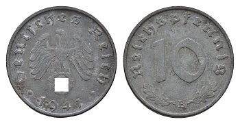 Германия 10 рейхспфеннигов 1941 B KM 101, J. 371 цинк 4684-1127