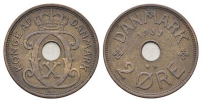 Дания 2 эре 1931 N, Кристиан X (1912-1947) KM 827 бронза 4701-765