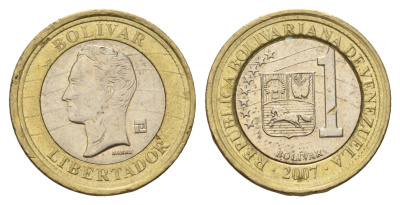 Венесуэла 1 боливар 2007 Симон Боливар Y 93 биметалл 4132-1131
