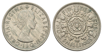 Великобритания 2 шиллинга (флорин) 1965 Елизавета II (1952-2022) KM 906, Spink 4146 медно-никель 4183-544