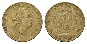 Италия 200 лир 1981 R, шестерня KM 105 алюминиевая бронза 4646-213