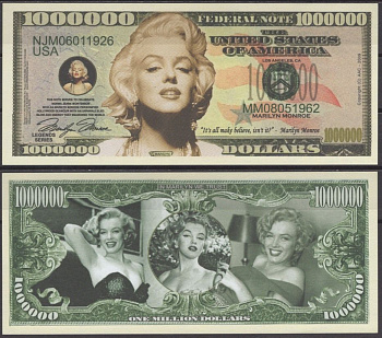 США 1000000 долларов 2009 Мэрилин Монро бумага UNC (пресс) 7196-6-3