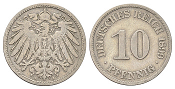 Германия 10 пфеннигов 1899 A KM 12, J. 13 медно-никель 4701-1113