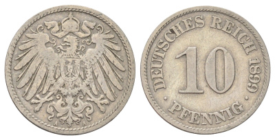 Германия 10 пфеннигов 1899 A KM 12, J. 13 медно-никель 4701-1113