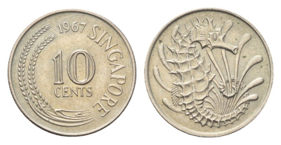Сингапур 10 центов 1967 KM 3 медно-никель UNC 4705-522